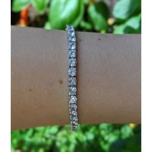 Sterling Silver Tennis Bracelet 4MM with Round Cubic Zirconia (Size: 7")